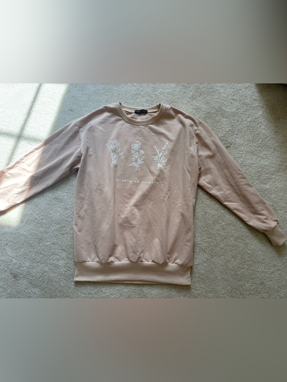 SHEIN Peach Color Floral Graphic Crewneck Sweatshirt